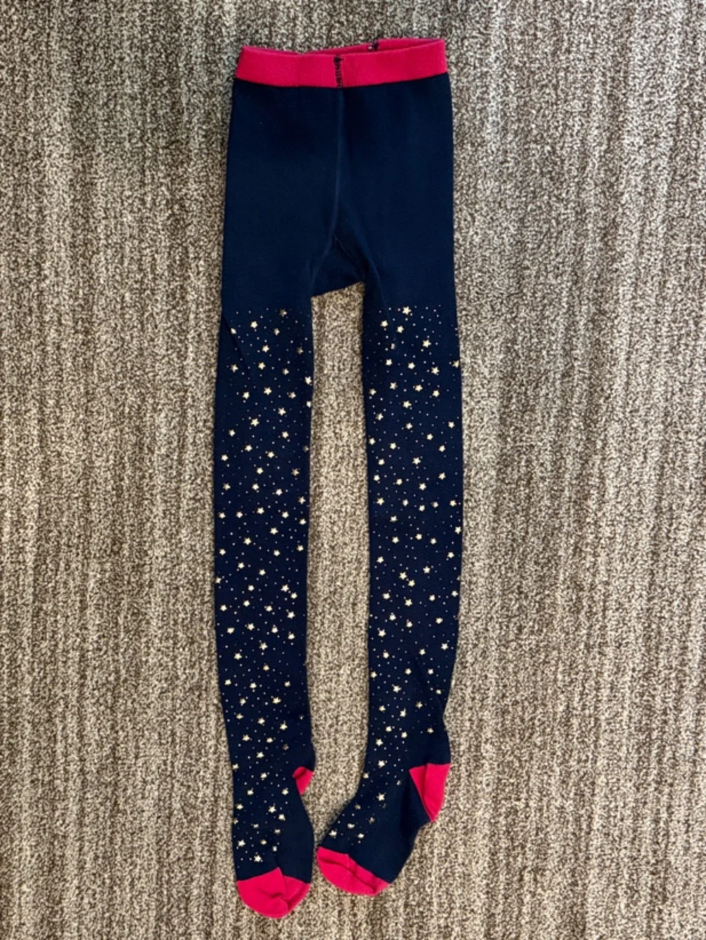 Mini Boden Kids 9Y 10Y Navy Golden Star Tights